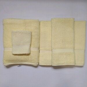 Vtg Lady Pepperell Yellow Towel Set 1 Bath 3 Hand Towels 1 Wash Cloth USA Cotton